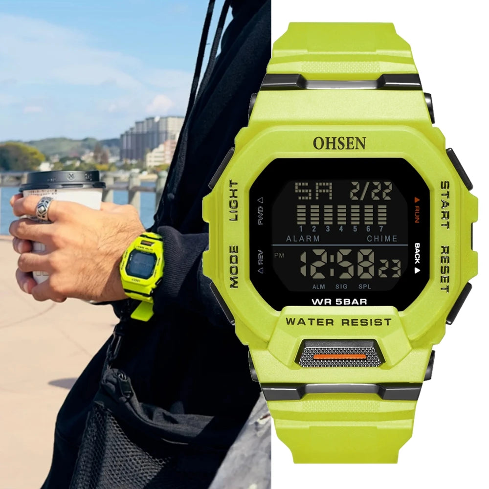 Outdoor Sport Watch for Men G Style Digital Mens Watches 50M Waterproof Green Hombre Male Tactical Electronic Wristwatch Gifts