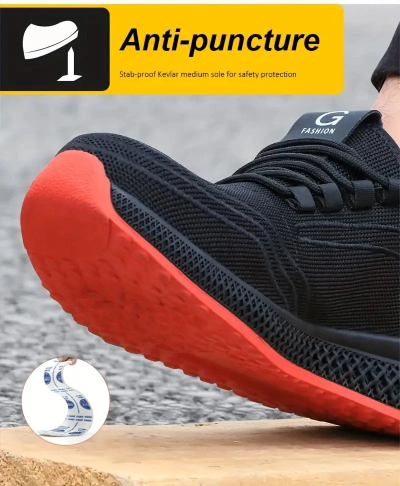 Work Shoes With Steel Toe Boots Anti Smash Safety Shoes Men Women Light Work Sneakers Breathable Anti-Stab Indestructible Shoes