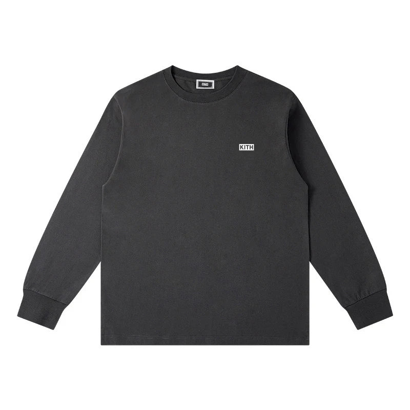 Embroidery Cotton 100% Long-sleeved Men's T Shirt 2025 New Round-collar Solid-color women T-shirt for Male Tshirt Man Tops Tees