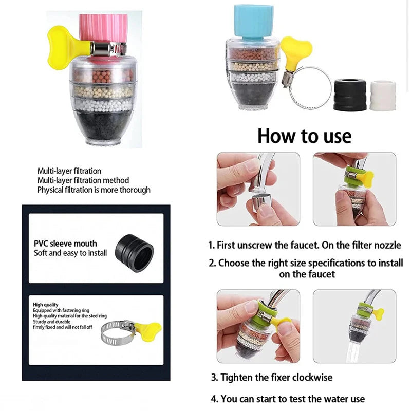 Universal Water Filter 6 Layers Faucet Filter Kitchen Foamer Shower Water Purifier for Bathroom Household Kitchen Accessories