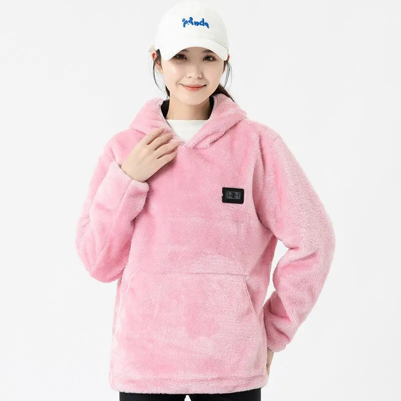 USB Infrared 9 Heating Areas Hoodies Sweater Winter Electric Heated Sweater Waistcoat For Sports Hiking Oversized M-6XL