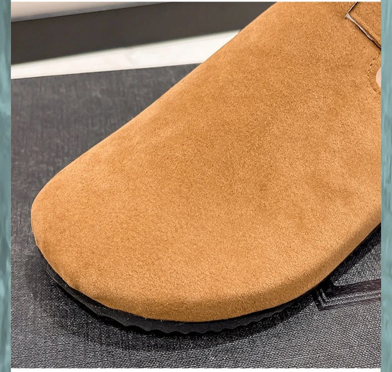 Cork Footbed Slippers For Women Men Fashion Clogs Leather Mules Female Home Street Shoes With Arch Support Indoor Outdoor Slides
