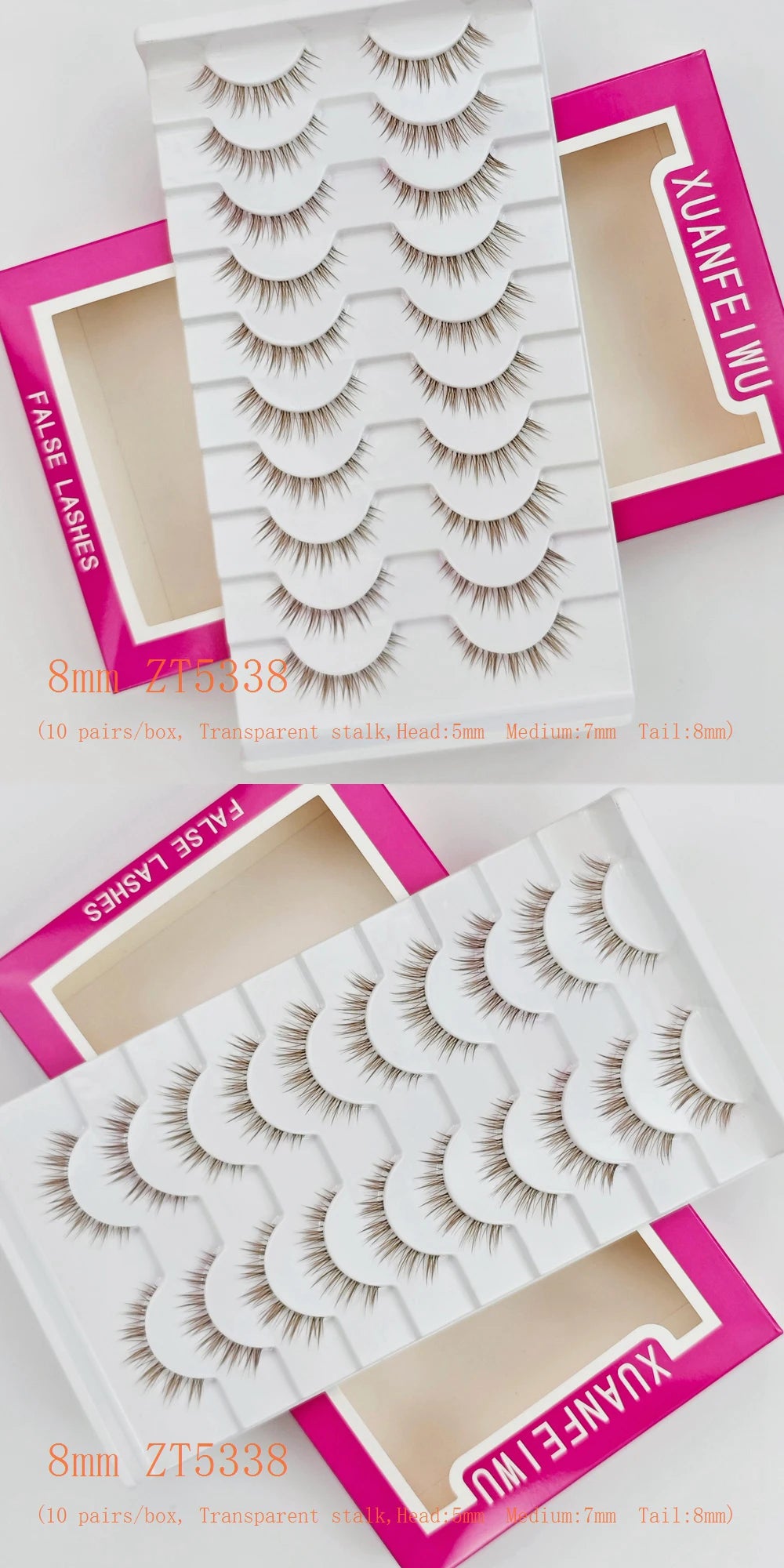 Xuanfeiwu Natural Short Style No-Makeup Look Sparse Full-Strip Ultra-Natural Realistic One-Piece Natural-Looking False Eyelashes DIY Self-Application Beginner Light Makeup Eyelashes