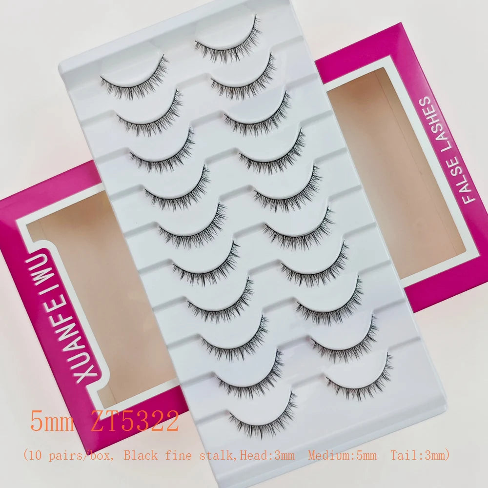 Xuanfeiwu Natural Short Style No-Makeup Look Sparse Full-Strip Ultra-Natural Realistic One-Piece Natural-Looking False Eyelashes DIY Self-Application Beginner Light Makeup Eyelashes