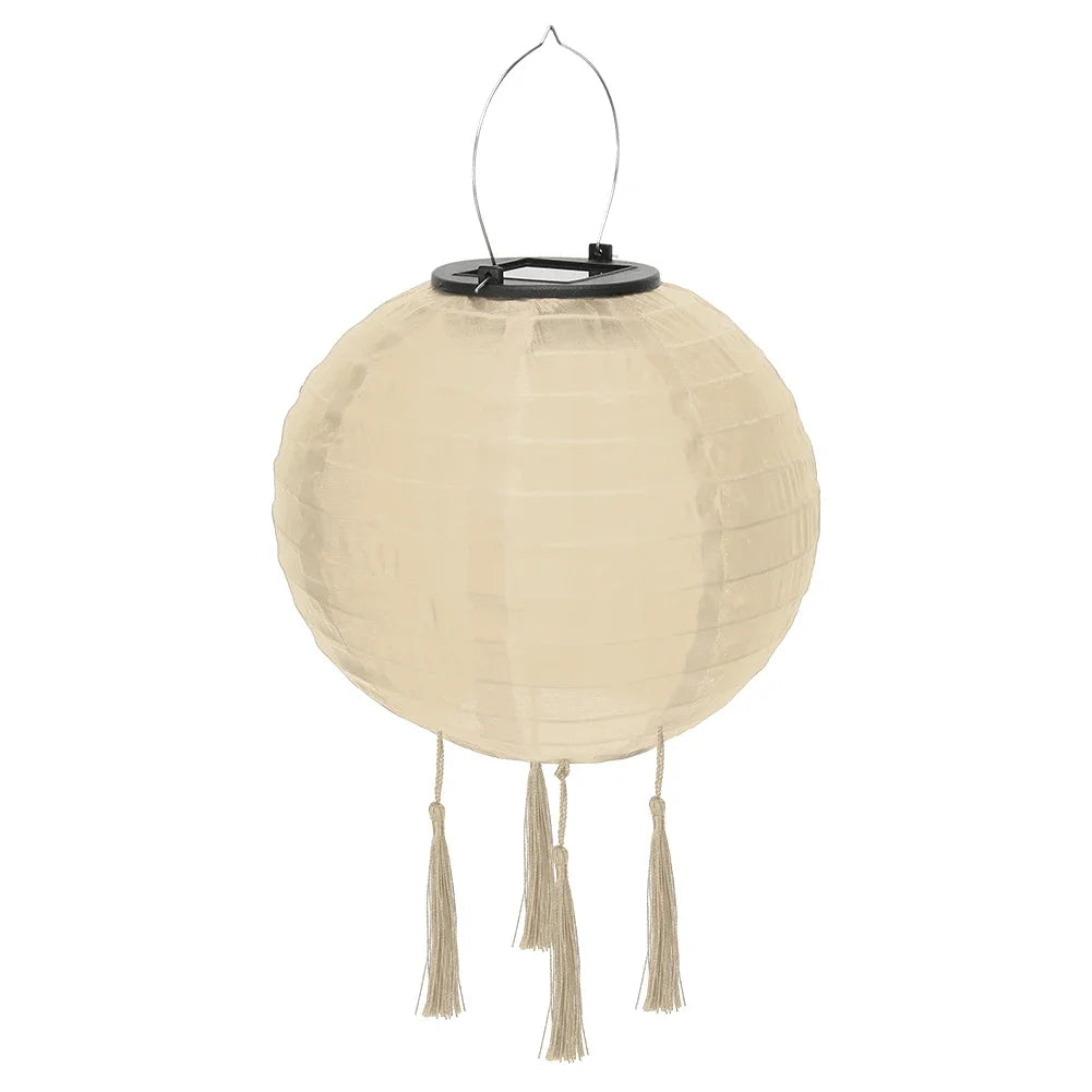 Solar Lantern Lamps Outdoor Waterproof Nylon Hanging Lantern Chinese Traditional Ornament for Restaurant Home Festival Decor