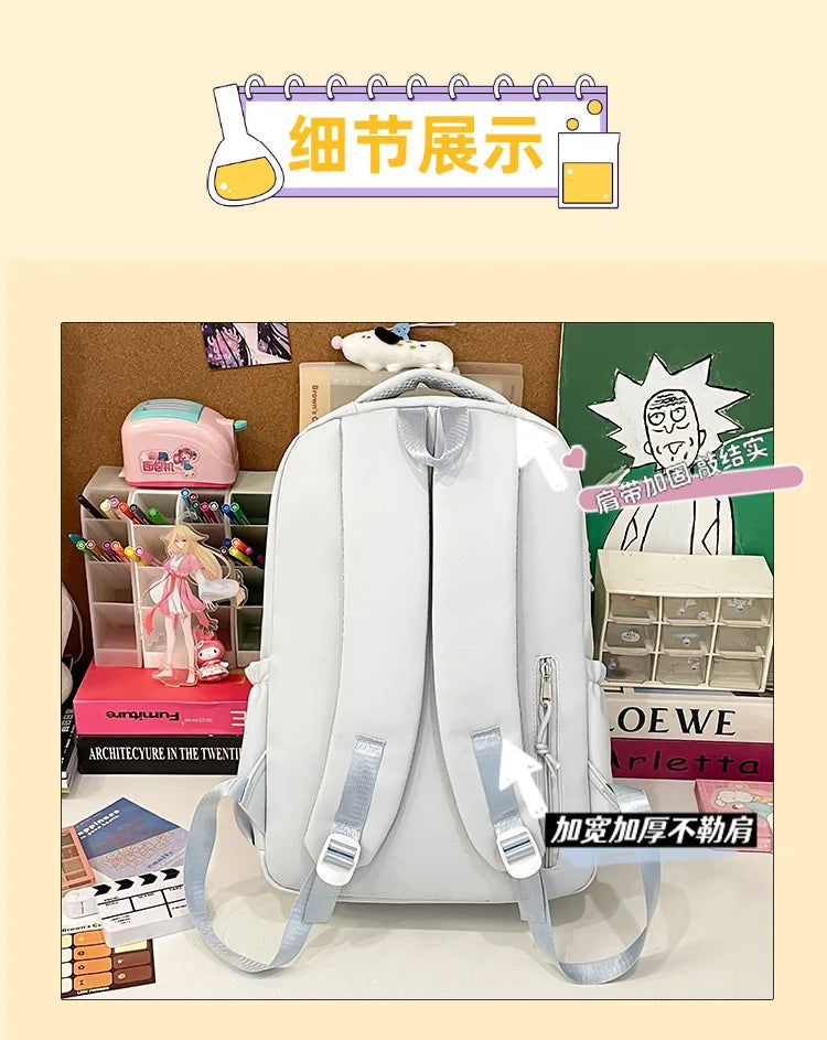 2025 cute student Backpack schoolbag For High School And Primary School Student Campus Versatile Backpack with doll