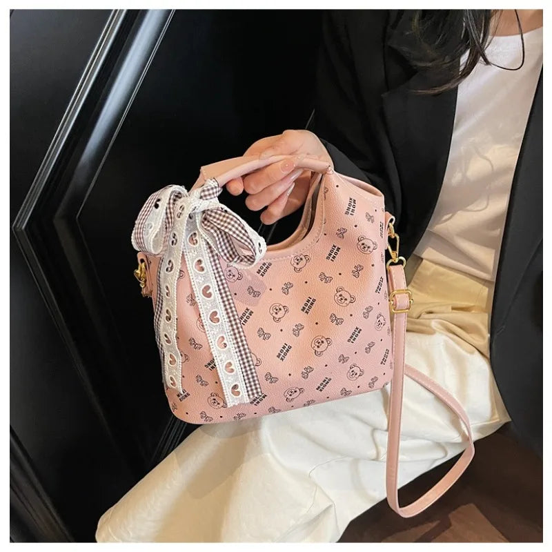 Popular bags for women, new fashionable French printed armpit tote bag, minimalist handbag, diagonal cross bag
