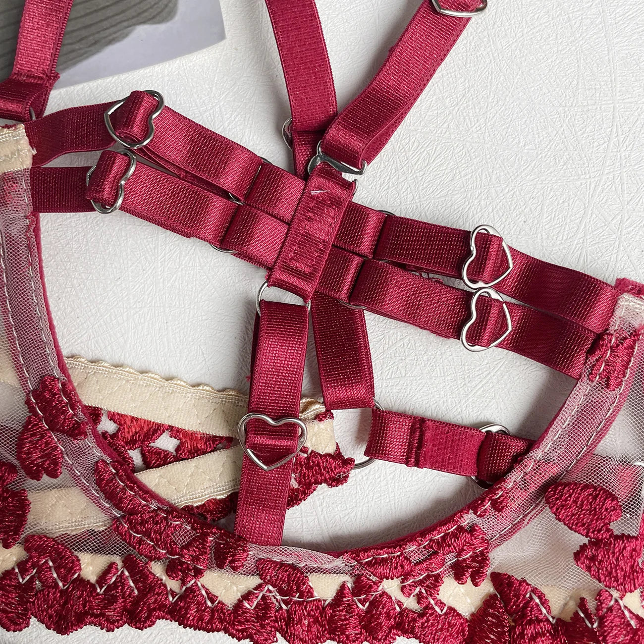 Lingerie Double color splicing strap complex heavy craft underwear 5-piece set Fantasy clothing sexy woman clogs xxx sexy set