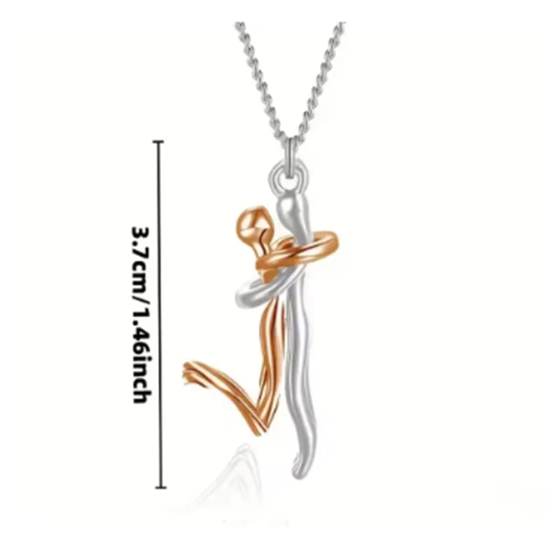 New Creative Couple Embrace Necklace Women's Fashion Collarbone Chain Passionate Couple Necklace Decoration Gift