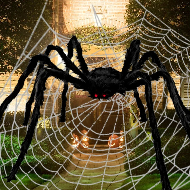 Halloween Plush Triangle Spider Decoration Giant Black Plush Spider Haunted House Prop Home Decor Yard Tricky Decor Props