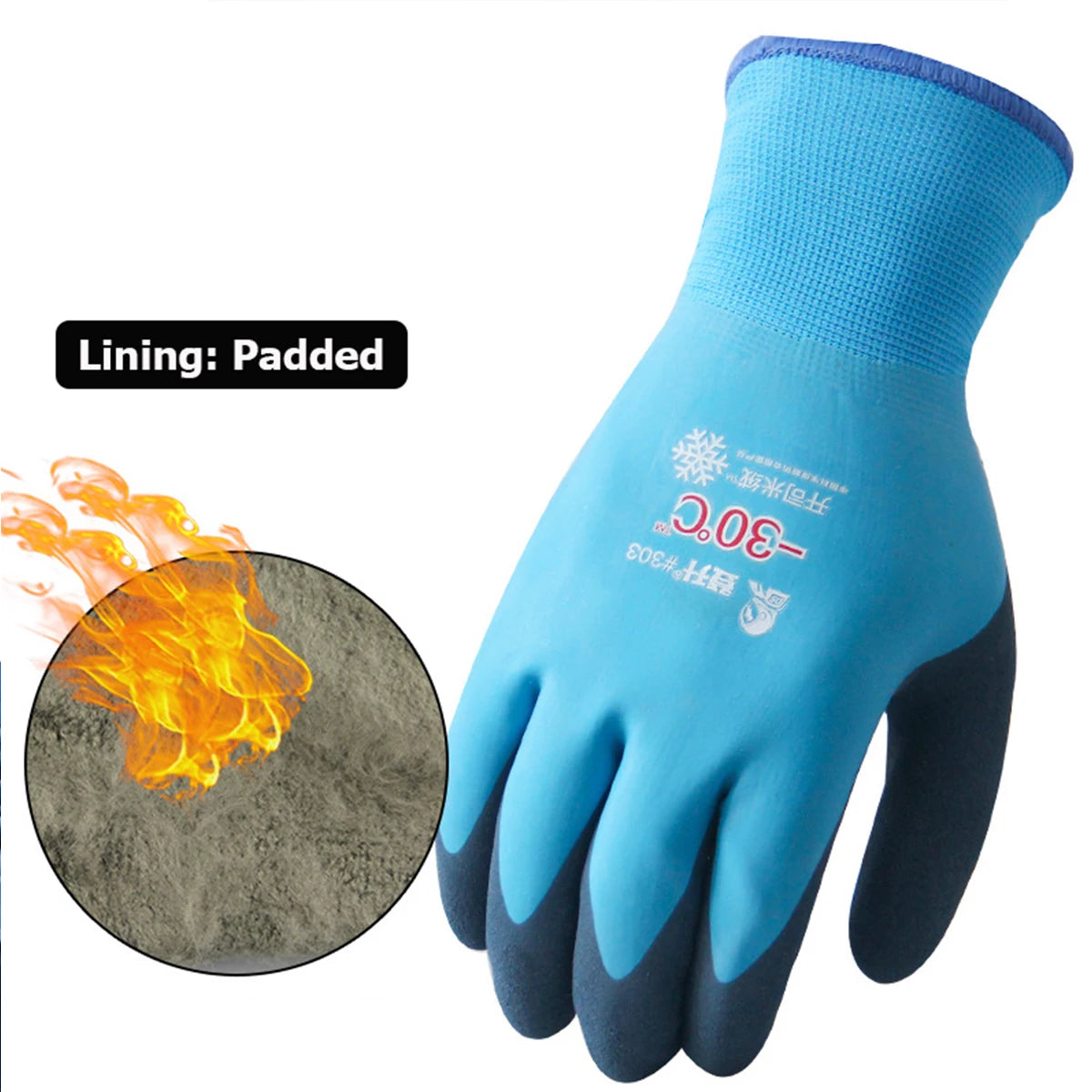 -30 Thickened Work Gloves Waterproof Windproof Coldproof Full Finger Gloves Winter Padded Outdoor Riding Gloves