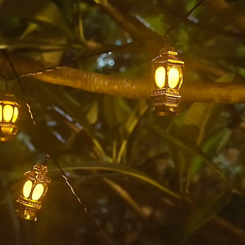 Solar Powered Lantern String Light 20 LEDS Eid Ramadan Decorative Lamp Outdoor/Indoor Waterproof for Islamic Home Garden Decor