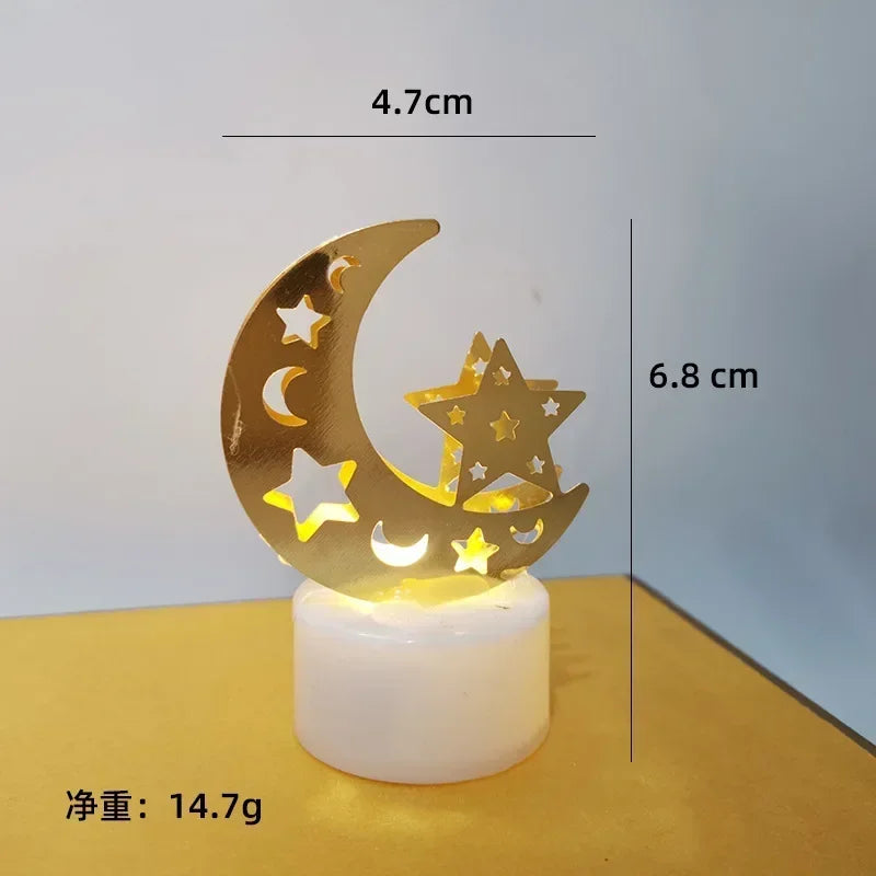 Ramadan Decoration Eid Mubarak Iron Candle LED Light Ornament Islam Muslim House Party Decoration Gift Not Include Battery