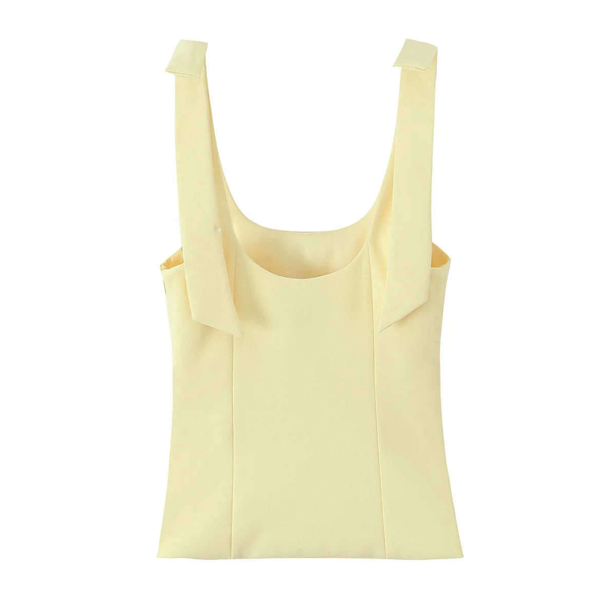 HH Summer Woman Elegant High Street Solid Side Zipper Slim Tops Women's Chic Sexy Sleeveless Bow Square Collar Sling Top