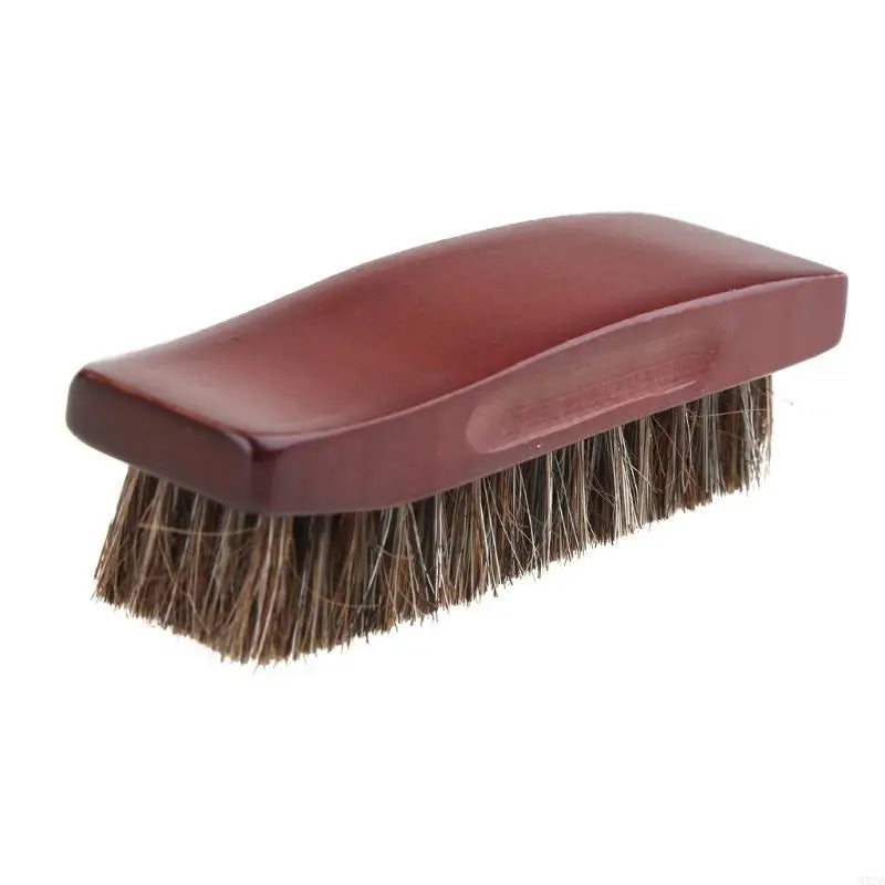 1pc Professional Wooden Handle Horse Hair Bristle Boot Shoes Buffing Brush