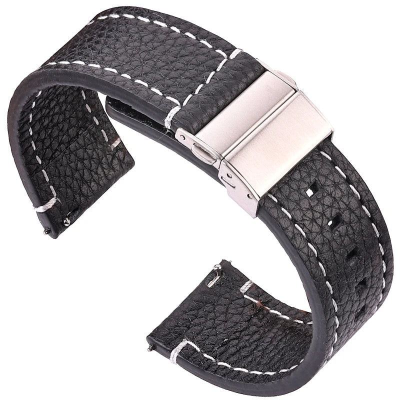 Genuin Leather Watchbands For Samsung Galaxy Watch 3 4 5 Strap Women Men18mm 20mm 22mm 24mm Wrist Band Deployment Clasp