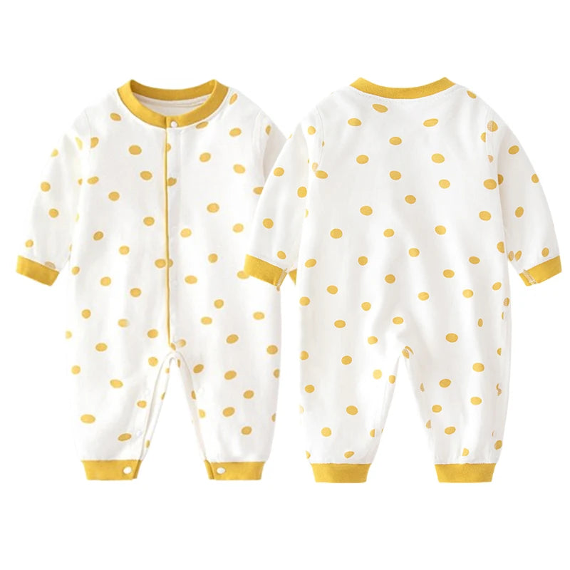 Baby One-piece Clothes Long-sleeved Cotton Newborn Pajamas Rompers Baby Air-conditioned Clothes Spring and Autumn