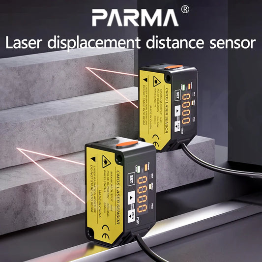 The laser displacement sensor features high-precision distance measurement and thickness detection, with rs485 switch analog out