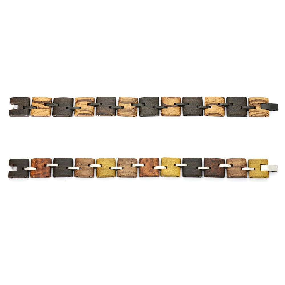 Wooden Bracelets for Men  & Stainless Steel Link Chain Fashion Mens Bracelets Bangle Jewelry GiftsUnique Gift