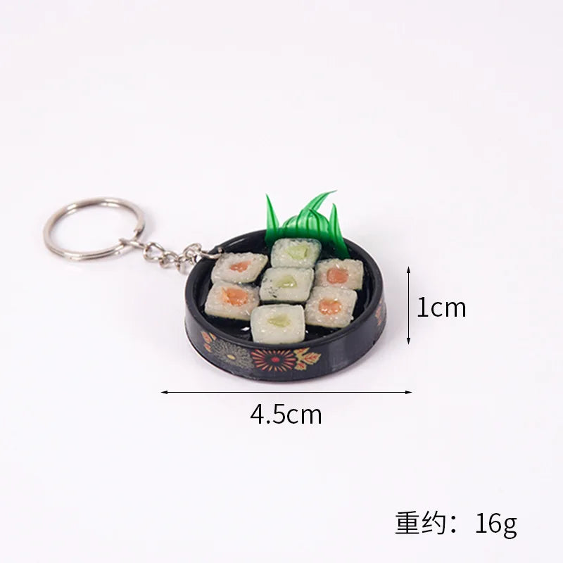 Simulation Food Keychain Pendant Funny Gift Lunch Box Sashimi Toys Party Couple Car Bag Key Rings