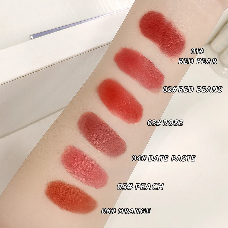 6 Colors Sexy Red Liquid Lipstick Moisturizing Lip Glaze Tint Long Lasting Matte Lip Mud Waterproof Velvet Lipstick Lips Makeup
