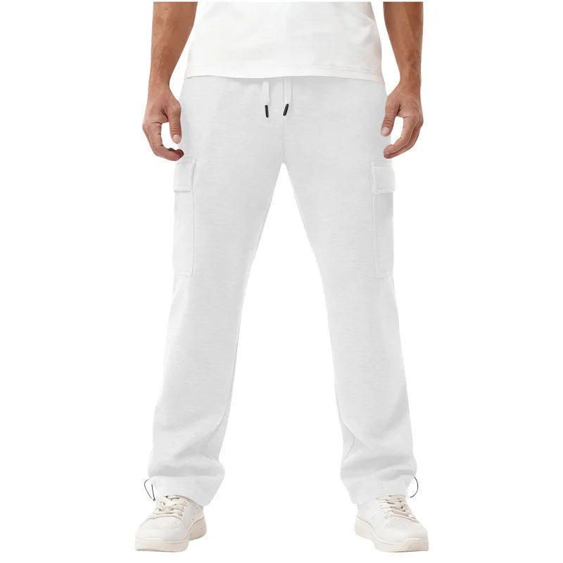 spring autumn Mens Sweatpants Straight Joggers Sports Streetwear Multi-pocket Pants Loose Drawstring casual Long Pants Men