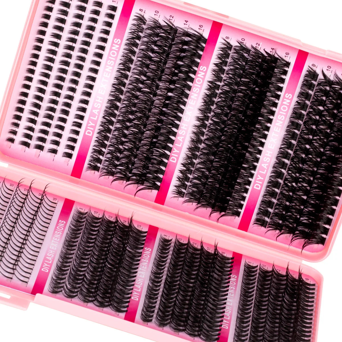 DIY Eyelash Extension Kit Soft Natural Look Wispy Kit with Bond & Seal Tweezers Reusable Cluster Lashes D Curl Individual Lash
