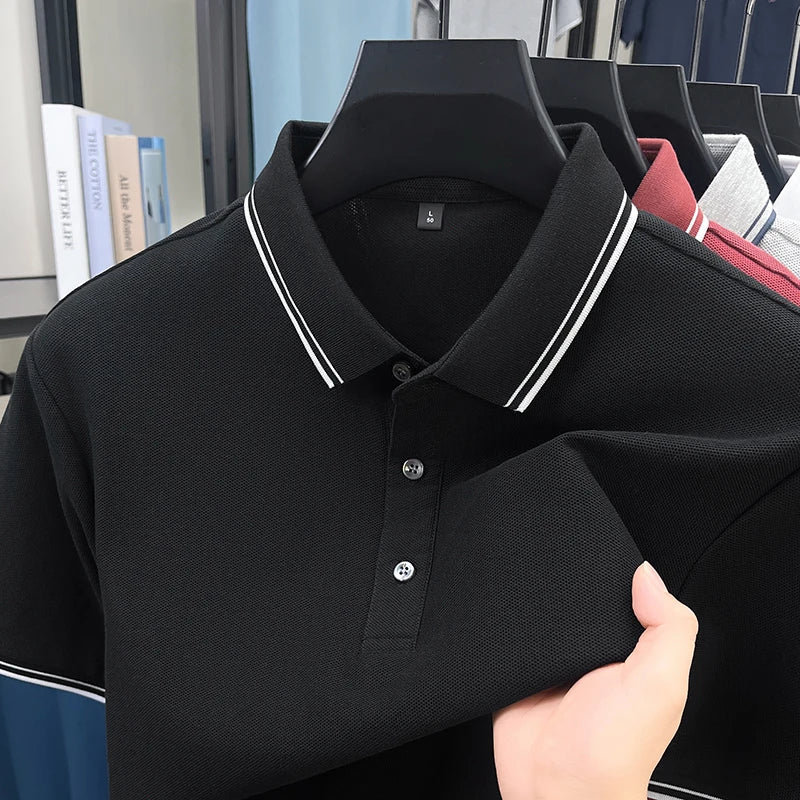 100% pure cotton men's polo shirt summer new fashion casual short sleeve comfortable luxury new simple solid color lapel T-shirt