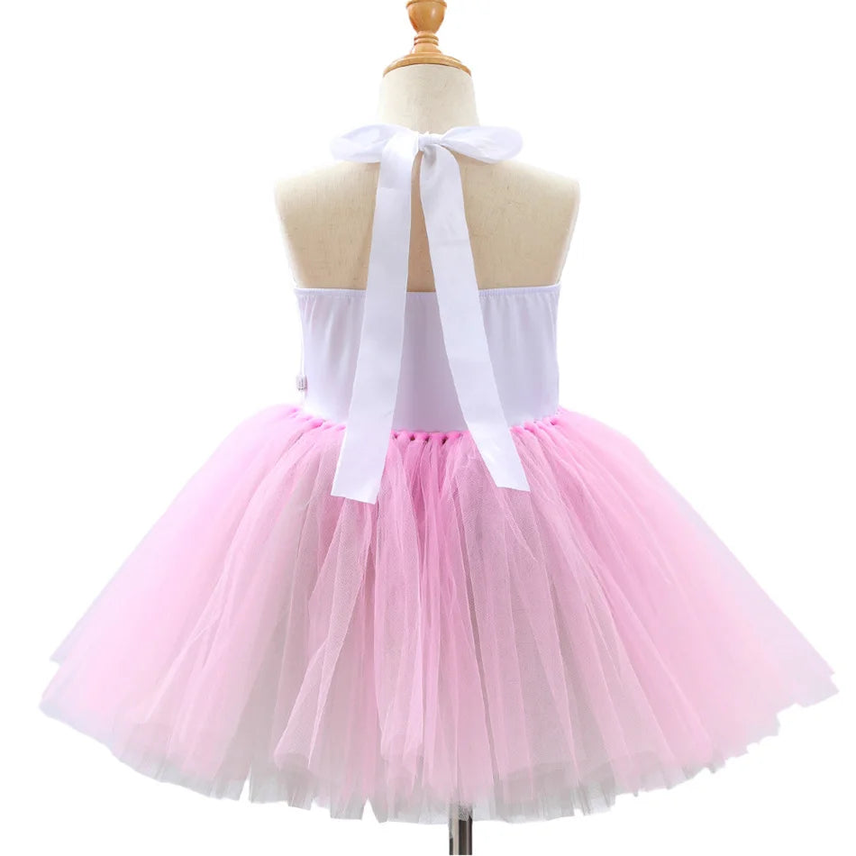 Girl Cartoon Raccoon Sloth Koala Piggy Rabbit Tutu Sling Dress Children Cosplay Festival Performance Dance Costume Headband Sets