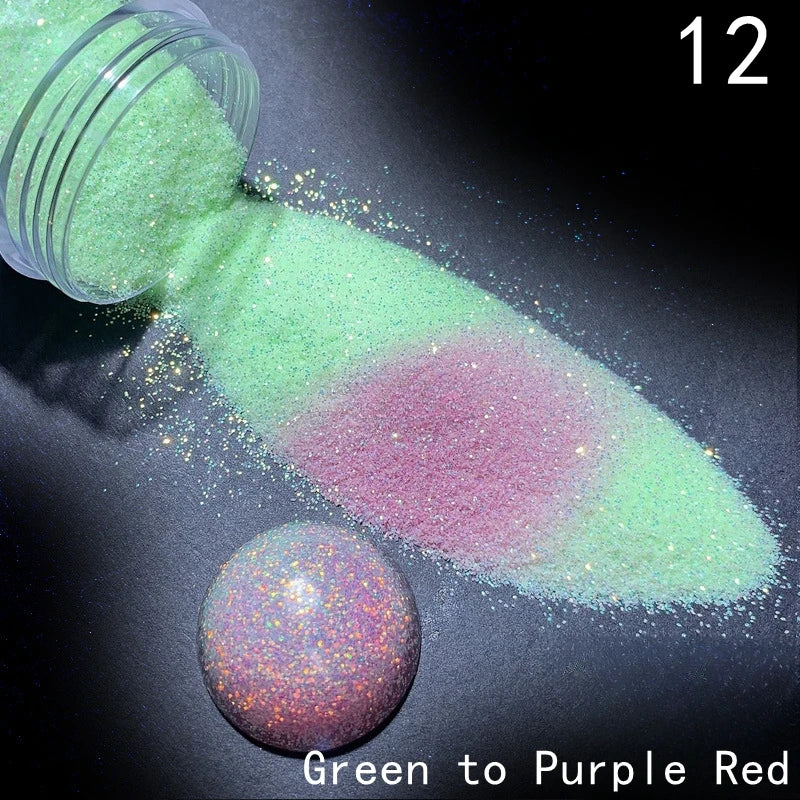 10g/box UV Sensitive Color Temperature Changing Powder DIY Handmade Nail Art Glitter Powder UV Light-changing Cosmetic Pigments