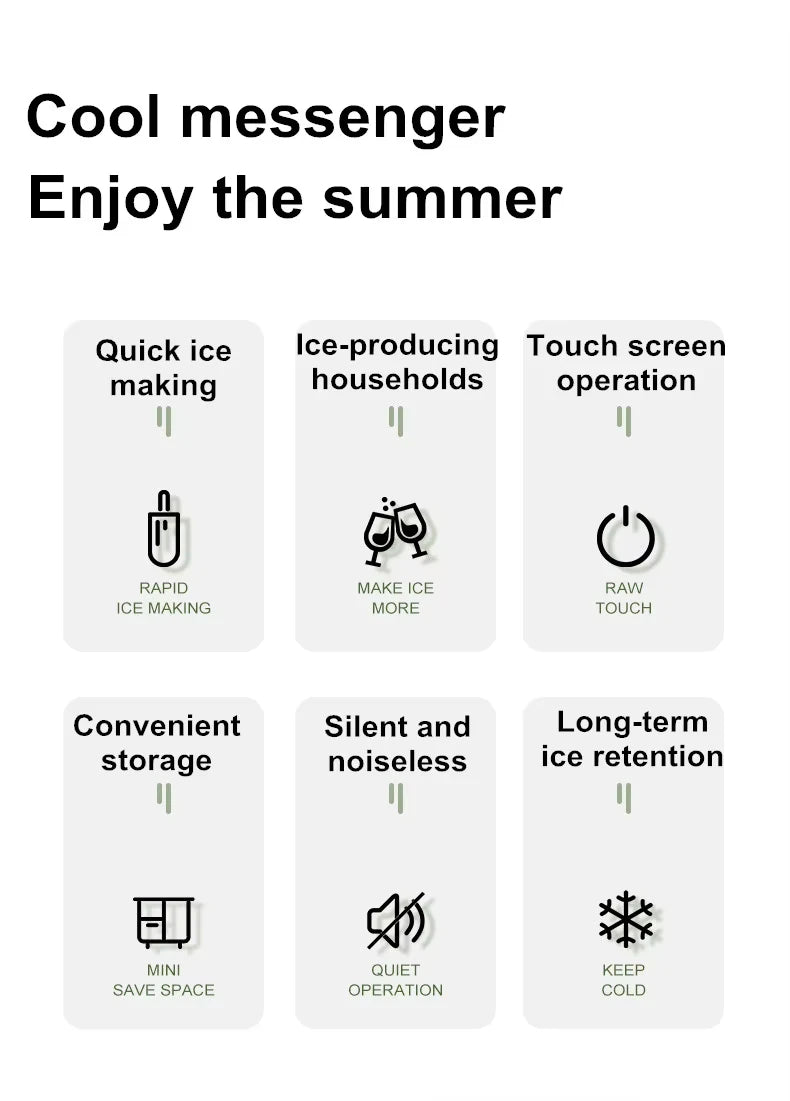 160W Mini Ice Maker - Automatic Home & Commercial Use, Fast Ice Making, Stainless Steel, Easy Clean, for Tea Shop & Bar