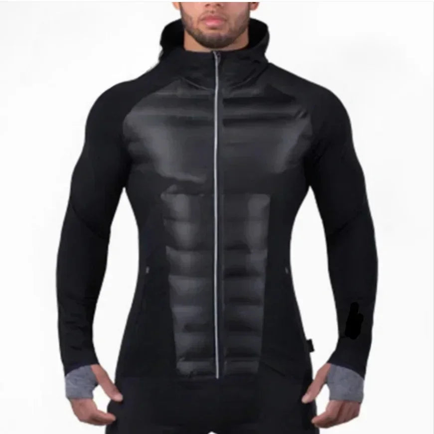 Winter Men Running Jacket Windproof Warm Hoodies Jogging Sports Coat Sportswear Training Fitness Exercise Workout Hooded Jackets
