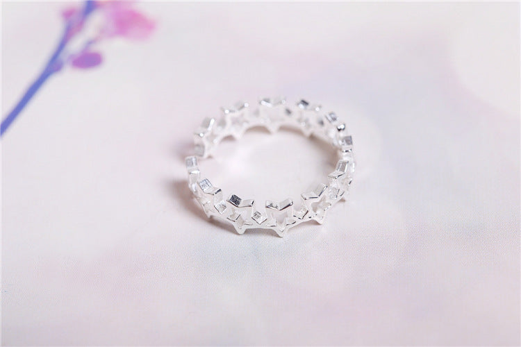 925 Sterling Silver Star Adjustable Ring For Fashion Women Party Fine Jewelry Minimalist Punk Accessories
