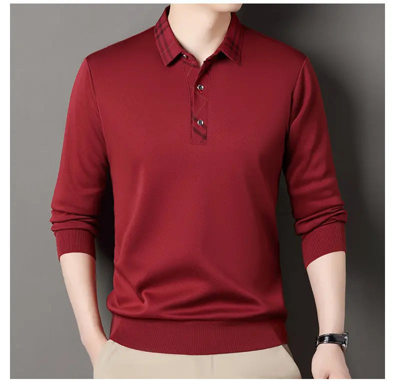 Winter Pullovers Men Knit Polo Shirts Fashion Fleece Lined Polo Sweaters Jumper Thick Knitting Polo Shirts