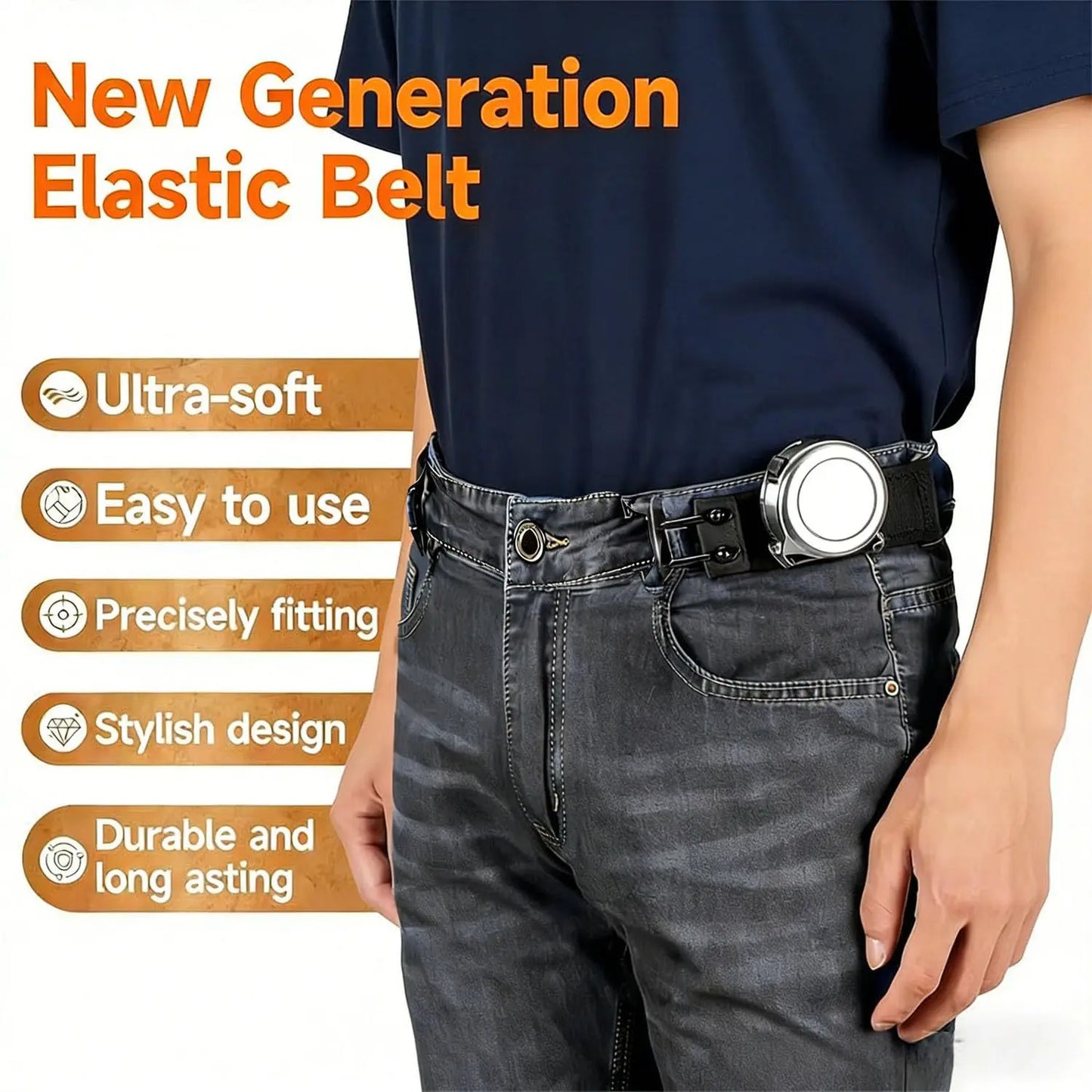 Buckleless Belt Hook Adjustable Metal Hook Elastic Belt Unisex Buckle-Free Invisible Waist Belt Closure for Outdoor Work EDC
