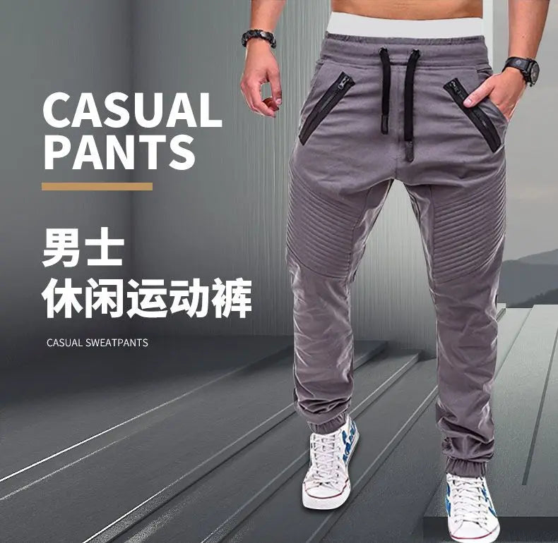 Men's Sports Pants Spring Autumn Trendy Versatile Casual Foot Trousers Fashionable Cotton Woven Sweatpants Men