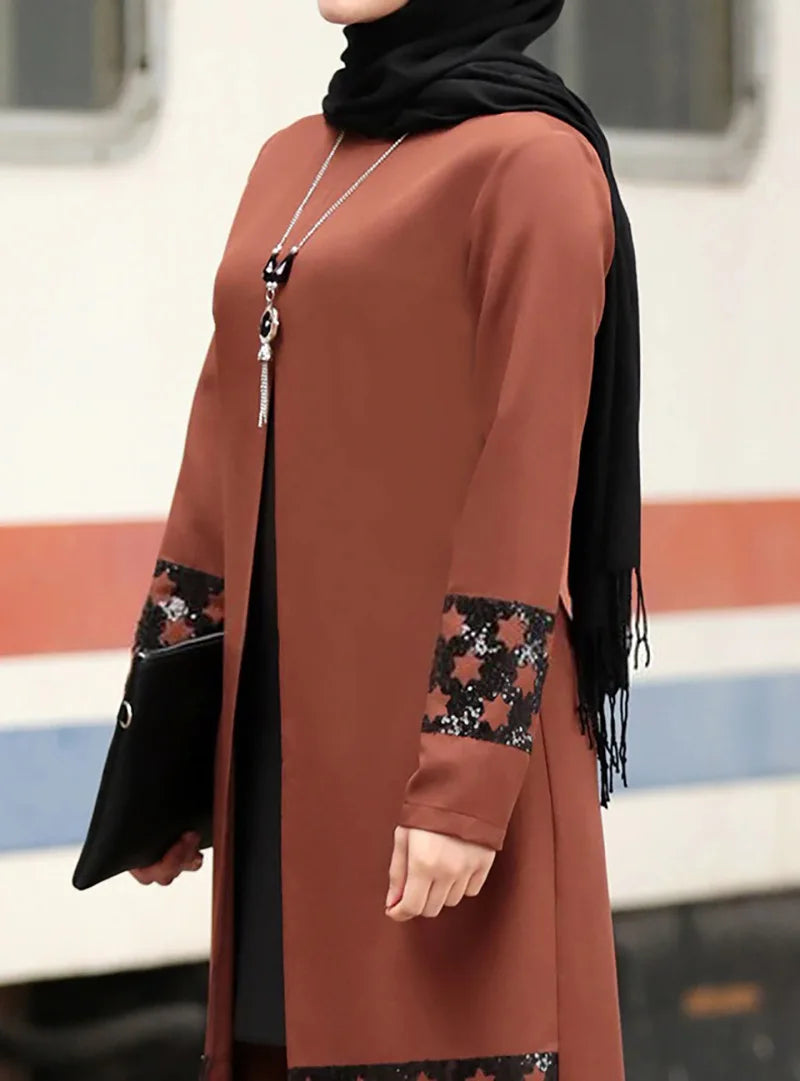 Islamic Ramadan Eid Muslim Dress Women 2 Piece Corset Suit Shirt Wide Leg Pants Dubai Abaya Lace Up Solid Color Kaftan Clothing