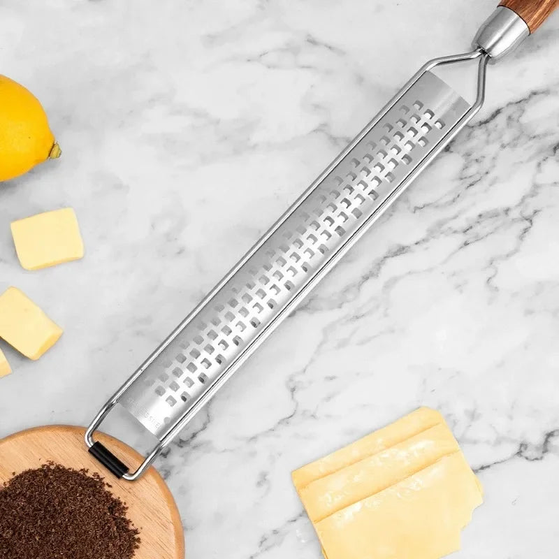 1pc Cheese Grater Wooden Handle,Multi-purpose Stainless Steel Vegetable Grater Kitchen Tools Food Shredder for Chocolate Butter