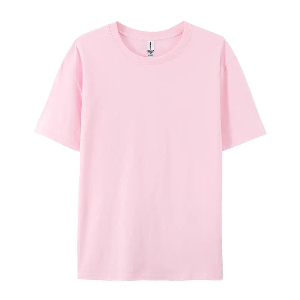 Loose Cotton Solid Tshirts Men Woman Short Sleeve Fashion Brand Trend Couple Clothing Tees Customized Candy Color Summer Tops