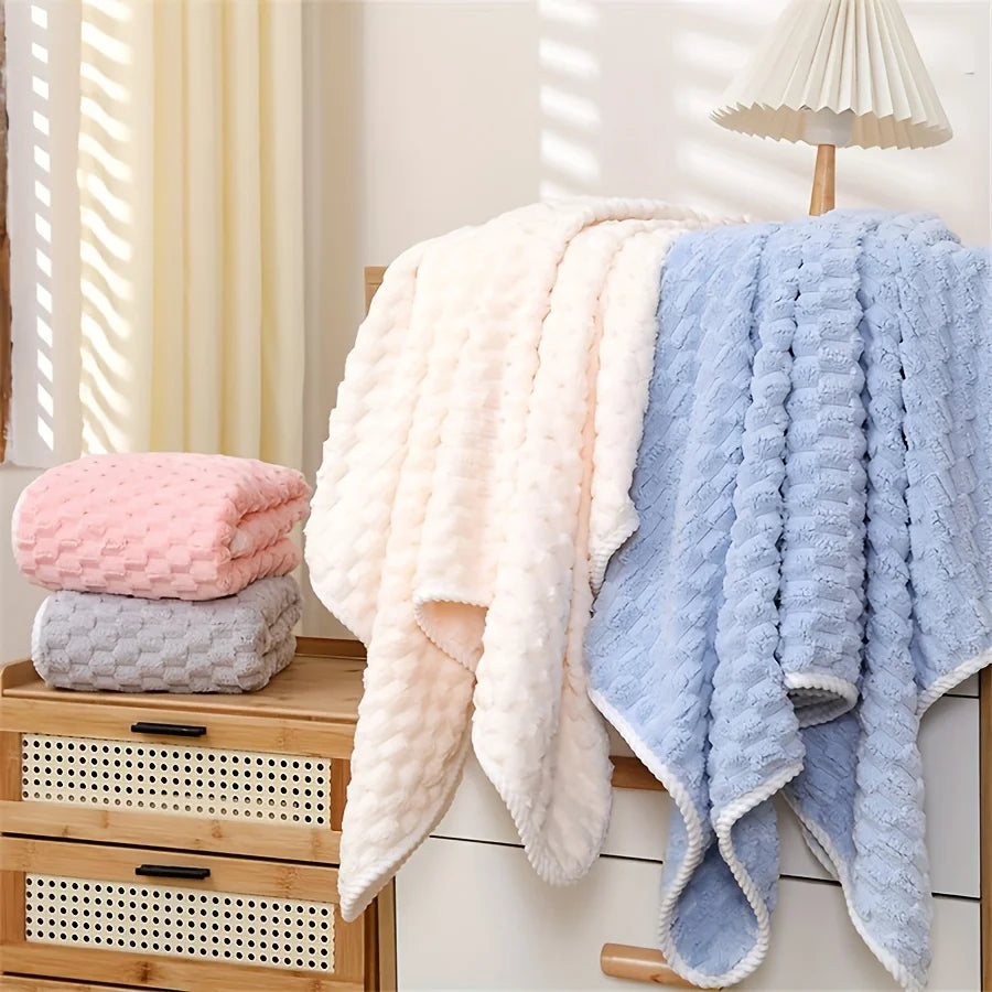 70x140cm Bath Towels Coral Fleece Ultra Absorbent Waffle Weave Soft Absorption Quick Dry Polyester Spa Gym Towels Unscented