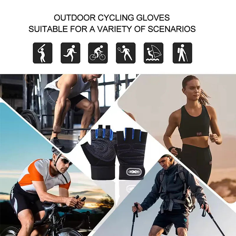 Outdoor Sport Gloves for Men Women Wrist Guard Fitness Gym Cycling Hiking Boxing Exercise Training Workout Long Wrist Fingerless