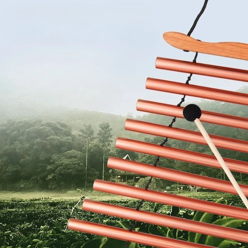 Hand-cranked Metal 9-tone Sound Beam Yoga Meditation Swinging Wind Chime Portable Healing Musical Instruments Percussion