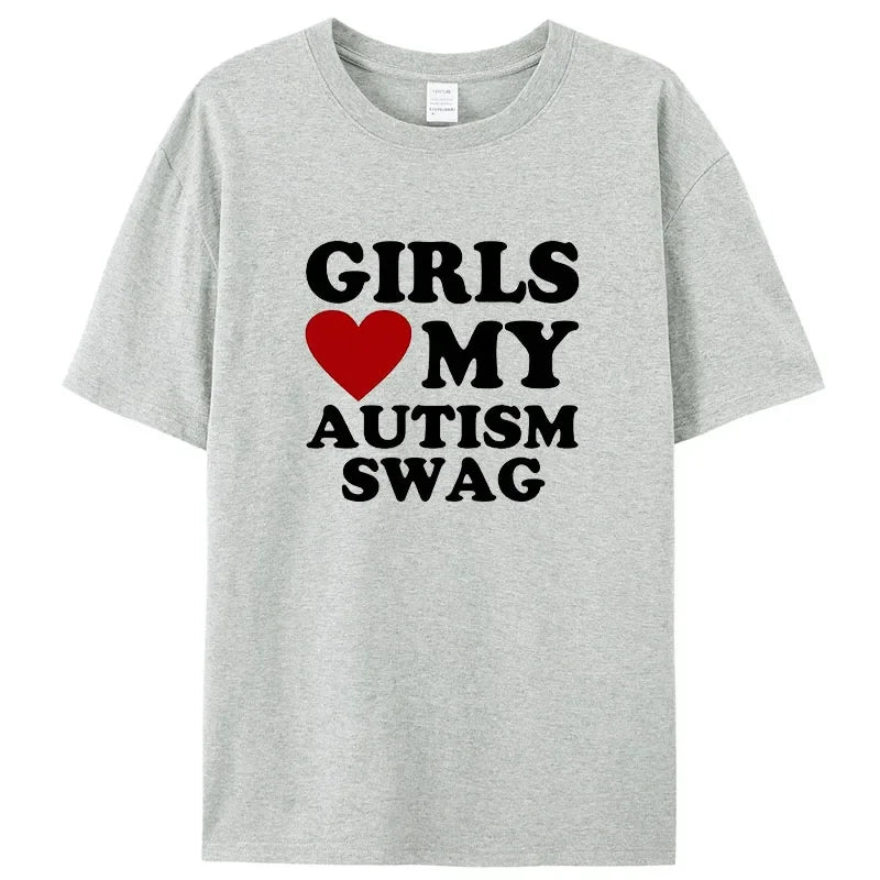 Girls Love My Autism Swag Funny Autistic Boy Gifts Awareness T Shirts Graphic Streetwear Short Sleeve Gifts Ideas T-shirt Men