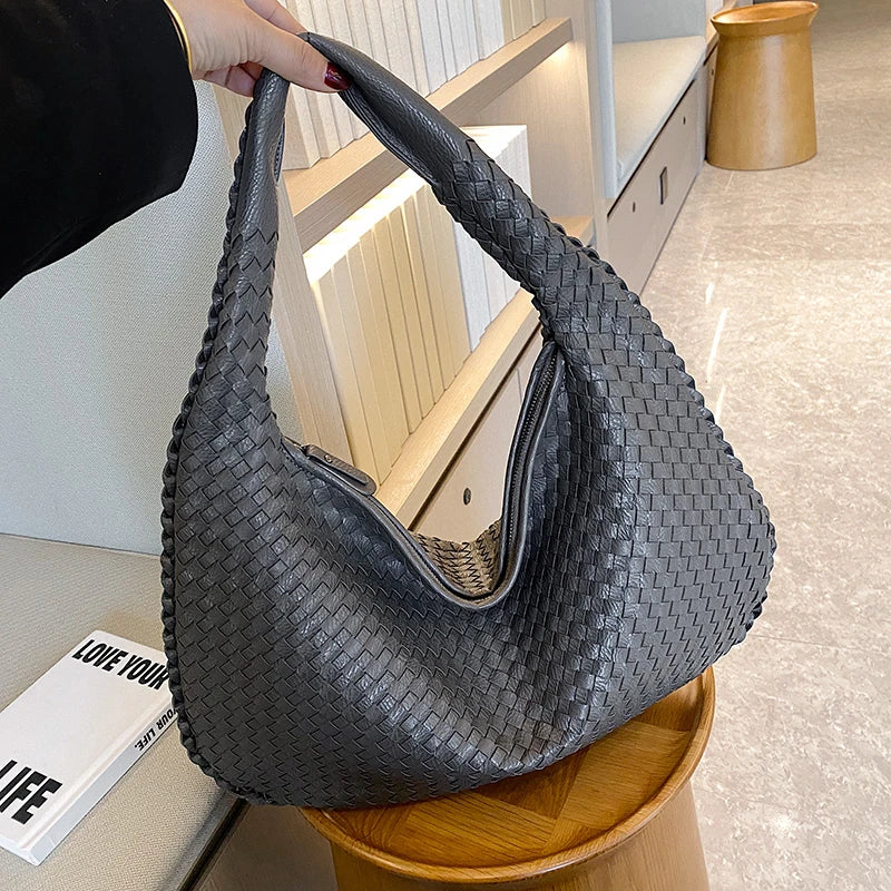Woven Tote Bag for Women Large Woven Handbag Soft Leather Shoulder Bags Work Shopper Travel Tote Bags Luxury brand Lady Satchel