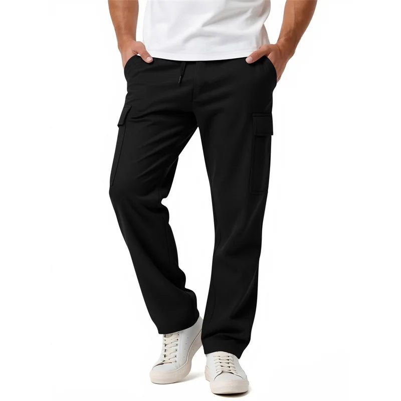 spring autumn Mens Sweatpants Straight Joggers Sports Streetwear Multi-pocket Pants Loose Drawstring casual Long Pants Men