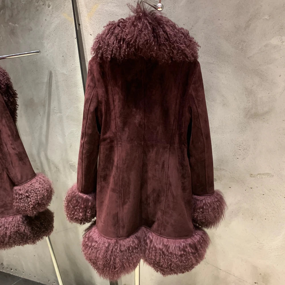GO BALLISTIC YA Mongolia Sheep Fur Coat Women Real Leather Jacket Genuine Leather Coat