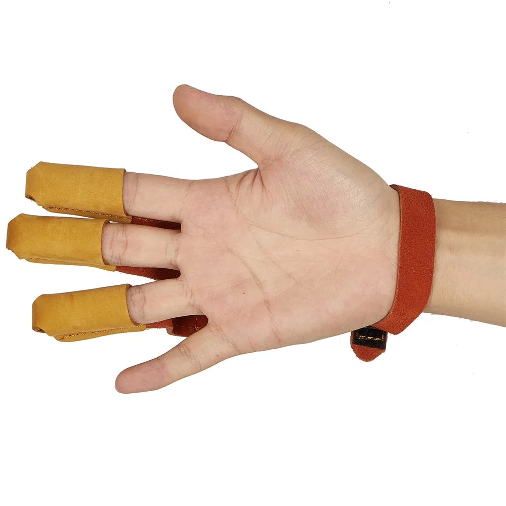 Archery Arm Finger Guard Leather Handguard Protector Adult 3 Finger Glove Left Right Hunting Shooting Safety Anti Slip Protect