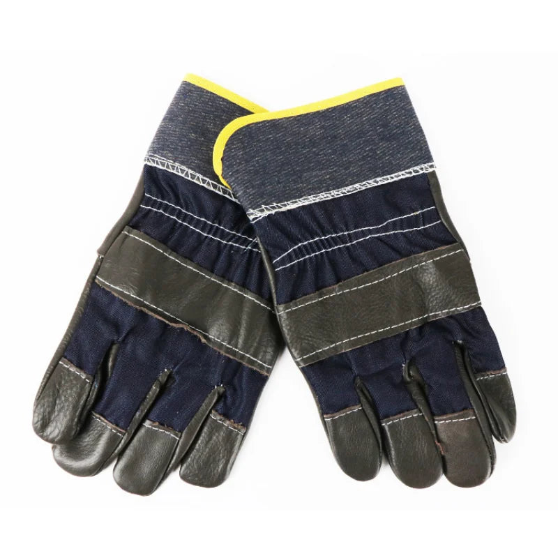 Welding Gloves for Welder Works with Blue Palm Welders Thick Cow Split Leather Kitchen Stove Heat Puncture Resistant BBQ Glove