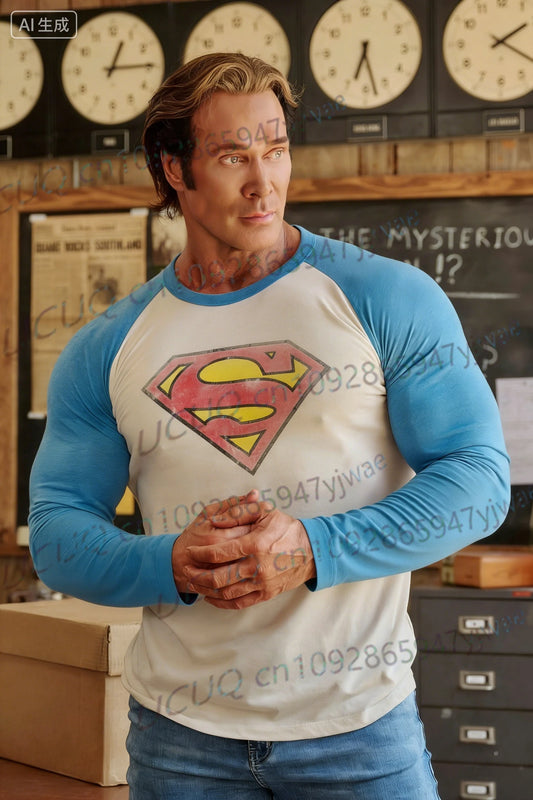 SUPERMAN Limited Edition Men's Fitness Jersey Gym Running Sport Bodybuilding Clothing Male Casual Long Sleeve AbsorbSweat Tshirt