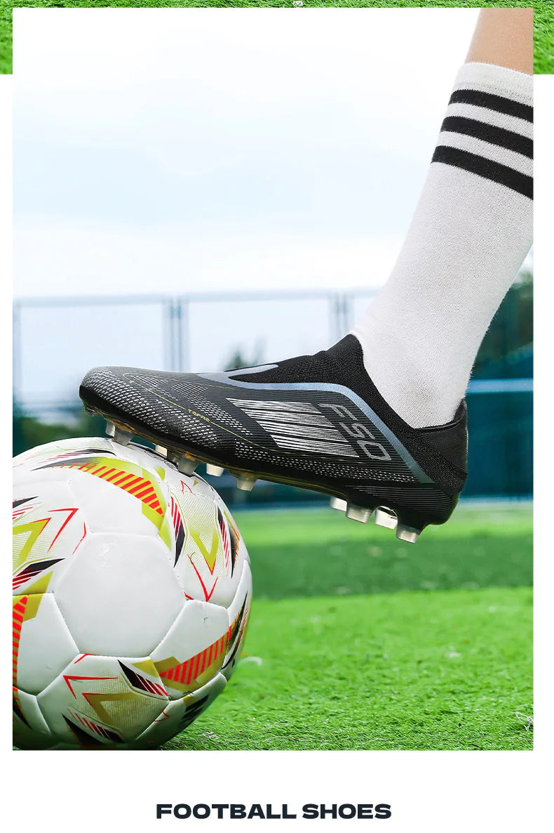 New Men Football Boots Long Spikes Ultralight Match Breathable Indoor Sneakers Soccer Shoes Cleats TF Training Drop Shipping